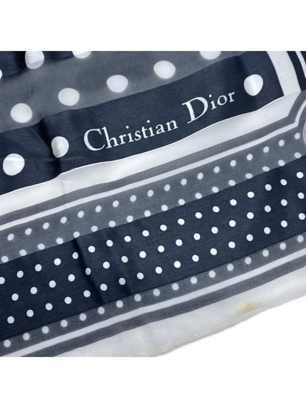 Dior Scarf Black White Dot Pattern Border Sheath